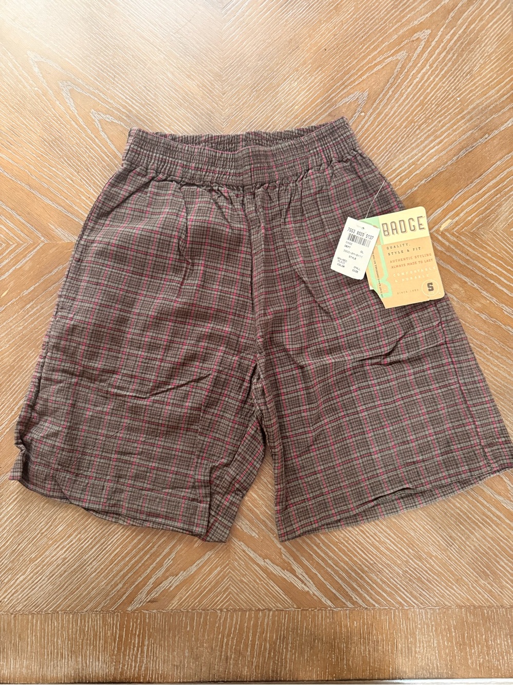 Boy’s Plaid Elastic-Waist Shorts - Brown & Red